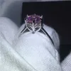 Fine Jewelry 100% vero anello in argento sterling 925 3ct Pink 5A Zircon Cz Fedi nuziali di fidanzamento per le donne Gioielli da sposa