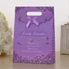 100pcs 3 Sizes Lovely Purple Craft Paper Gift Bag For Candy Cookie Makeup With Handle Christmas Wedding Bags Party Favors Packaging ZA0928