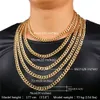 New New Two Tone Gold Chain For Men Jewelry With Stamp Trendy 18K Real Gold Plated 9MM 5 Size Curb Men Necklaces Gift N552