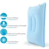 Wholesale- New Portable Folding Air Inflatable Pillow Double Sided Flocking Cushion For Outdoor Travel Plane Hotel