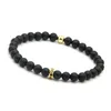 Vente en gros Summer Lady European American Fashion 6mm Matte Agate Stone avec Micro Inlay Black Zircons Spacer Cz Bracelets