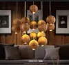 Contemporary Wood Ball Pendant Lamp G4 ljuskronor Belysning 3/7/10 / 16Heads för vardagsrum Matsal Restaurang Lighting Fixture