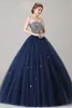 새로운 얇은 명주 그물 가운 Quinceanera Dresses 2017 Appleiques Beads 15 년 Prom 가운 QS1008을위한 달콤한 16 드레스