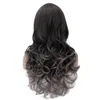 WoodFestival grey black ombre wig wavy heat resistant synthetic fiber wigs high quality long curly hair natural women1091536