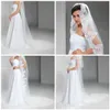 Nowa prosta wysokiej jakości krawędź linii satynowej z grzebieniem 1T Lwory White Wedding Veil Chapel Welony ślubne