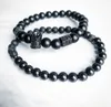 2 pezzi / set marca moda pavimenta cz bracciale uomo fili 8mm perline opache con perline ematite fascino fai da te per cinturino da polso accessori regalo san valentino vacanze natale