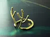 10PCS lot 2015 Fashion 18k gold plated silver plating ring Big antlers rings for women whole and Blend Color 262Y