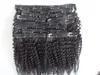 Clip brasileño en extensiones de cabello humano de trama de cabello rizado afro rizado sin procesar color negro natural 200 g/SET