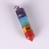 Rainbow 7 Chakra Warstwowa Ametyst Lapis Aventurine Tygrys Eye Jasper Uzdrawianie Dowsing Reiki Klejnoty Kamień Charms Wahadło Kryształy Hexagon Wisiorek