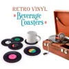 Partihandel FreeShipping Nyaste Hot 6PC / Set Vintage Vinyl Record Dryck Underlägg Anti-Slip Cup Kaffe Kopp Mat Värmebeständig Table Placemat