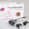 Kit 3 en 1 Microneedle Derma Roller Titanium avec 3 têtes de rouleau séparées - 1200c en 1,5 mm pour micro-aiguilletage du corps ou du visage