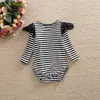 Long sleeve baby striped rompers spring autumn winter infant toddler lace romper solid pure color onesies babies diaper covers bloomers