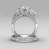 Vecalon handgemaakte mode ring bruiloft band ring voor vrouwen 6CT CZ Diamond ring 925 Sterling zilveren vrouwelijke verlovingsvinger ring