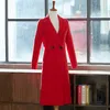 Lente en winter dikke wollen jas vrouwen overjas zwart rood en groen slanke lange jas jas Europese wollen jassen plus size