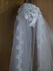 새로운 최고 품질 베스트 세일 한 레이어 화이트 아이보리 채플 길이 레이스 아플리케 웨딩 베일 웨딩 드레스