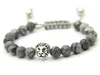 Bracelets en pierre de jaspe pour hommes, nouveau Design, 8mm, gris, perles en or et argent, macramé, tête de Lion, vente en gros, 2016