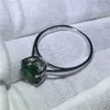 Jóias Clássicas Real Soild 925 Anel de prata esterlina solitário 3ct Verde 5A Zircão Cz Anéis de aliança de casamento para mulheres