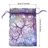 100st Coralline Pattern DrawString Organza Bags Candy Jewelry Pouches For Wedding Party Favors Christmas Gift Påsar Purple 2 SI4554161