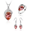 925 Silver Plated Austrian Crystal Pendant Necklace Rings and Earrings Women Jewelry Sets Fashion High Quality