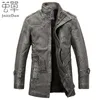 2016 Men's brand PU leather men leather coat men's fleece liner jacket Slim casual men's winter coat black coat