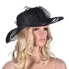 Robe de soirée en Polyester pour femmes, à large bord, plumes florales, Kentucky Derby, église, chapeau de plage, A340