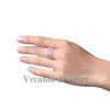 Vecalon Kobiety Biżuteria Pierścień Pełny Symulowany Diament CZ Rose Gold 925 Sterling Silver Engagement Wedding Band Ring dla kobiet