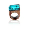 Trendy populaire hars hout houten roos bloeiende geheime bos miniatuur werelden binnen ring voor vrouwen vinger sieraden