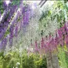 Décorations de mariage glamour 2019, idées de fête d'anniversaire, blanc, violet, vert, rouge, fleurs artificielles en soie, vigne de glycine, 3 fourchettes par pièce