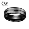 8mm zwarte wolfraamcarbide ring voor mannen en vrouwen zilveren geborsteld en zwarte streep trouwbanden beloven ring engagement mode-sieraden