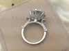 Vecalon mode Crown vigselring för kvinnor Rundskuren 3ct simulerad diamant Cz 925 Sterling Silver Kvinnlig förlovningsbandsring