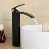 Nieuwe olie gewreven Bronzen Badkamer Kranen Tall Basin Kraan Zwarte Sink Mixer Taps Square Single Handvat Deck Mounted Water LH-16989