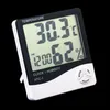 HTC-1 Hög Noggrann LCD Digital Termometer Hygrometer Inomhus Elektronisk Temperatur Luftfuktmätare Klocka Larm Väderstation 50PCS DHL