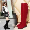 New Materials Joining Black Synthetic Suede Flat Heel Long Boots Comfortable Over Knee High Boots