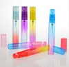 6pieces/parti 8 ml mini bärbar färgglad glasparfymflaska med atomizer tomma kosmetiska behållare för resor