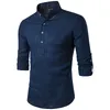 Solide décontracté lin hommes chemises hommes à manches longues chemises habillées chemise en coton hommes chemise grande taille Slim Fit Homme