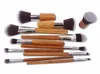 Bamboo Makeup Brushes Set Cosmetics Maquiagem Profissional 11 st Högkvalitativa kosmetiska borstar Kit Borste Gratis DHL