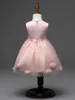 Neuestes Design Blumenmädchen Hochzeitskleid 3D Rose Baby Mädchen Tutu Röcke Kinder Mädchen Party Garn Tüll Organza Kleider Kinder Ballkleid