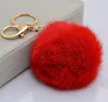 Keychains & Lanyards Real Rabbit Fur Ball Keychain Soft Fur Ball Lovely Gold Metal Key Chains Ball Pom Poms Plush Keychain Car Keyring Bag Earrings Accessories NDED