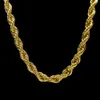 10 mm tjockt 76 cm långt rep tvinnad kedja 24K guldpläterad Hiphop Heavy Halsband för män