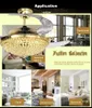 42 inch Modern Ceiling Fans Lights 220V 110V Remove Control Invisible Fan with Crystal Lighting