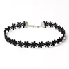 Neue Gothic Retro Vintage Spitze Blume Dreieck Tattoo Chocker Frauen Handgemachte Multilayer Schwarz Samt Halsband Halskette Set