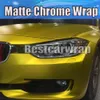 Premium Gold satin chrome Vinyl Wrap Car wrap Film with Air Bubble Free Golden matte chrome vehicle wrap styling foil like 3m 1.52x20m/Roll