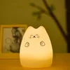 Silicone Animal USB Rechargeable Portable LED Children Night Lights 7-Color Breathing Dual Light Colorful Cute Cat Kids Bedside Lamp for baby room