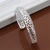 YHAMNI Classic Real 925 Sterling Silver Bracelets & Bangles For Women Fashion Charm Jewelry Open Cuff Bangle B144313P