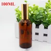 280 stks 100 ml pomp spuitmachine Amber glazen flessen met high_end spray verstuiver voor parfum essence gratis verzending