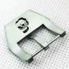 22mm Silvery Brushed Stainless Steel Screw Skull Buckle for Leather Rubber Strap