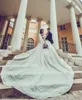 2017 Luxury Ball Gown Wedding Dresses Off Shoulder Sheer Long Sleeves Lace Appliques Flowers Beaded Cathedral Train Plus Size Bridal Gowns