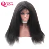 Pelucas frontales de encaje sin glotura rizado para mujeres negras con cabello bebé Virgin Hair Human Hair Italian Yaki Wig blanqueado nudos