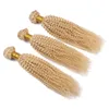 Toppkvalitet Virgin Brasilian Blonde Hair Extensions Kinky Curly 3st 613 Bleach Blonde Human Hair Weave Bunds 1030quot Dubbel 8703875