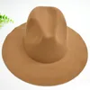 Nowe kobiety wełniane czapki fedora hats miękki moda damskie szerokie grzbiet hatów żeńskie brytyjskie styl retro top hat wiosna zima gh667961745